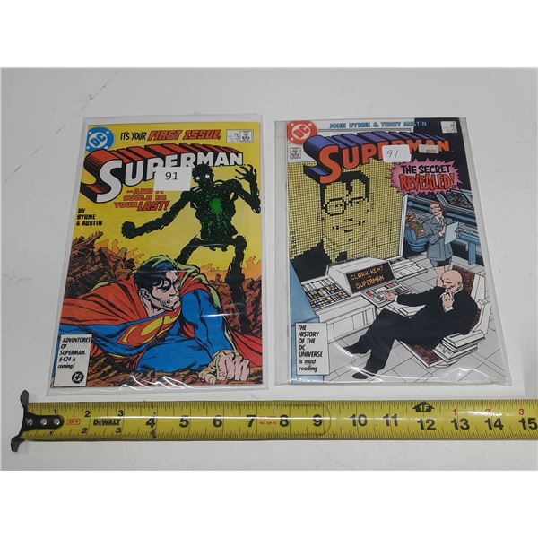 Superman Vol. 2 #1, published by DC Comics in January 1987 and Superman #2 from February 1987, publi