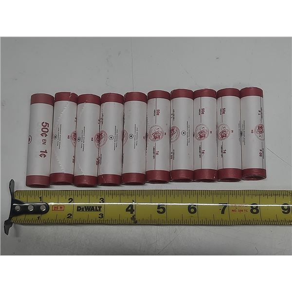 (10) 2005 Roll of Canadian One Cent Coins.