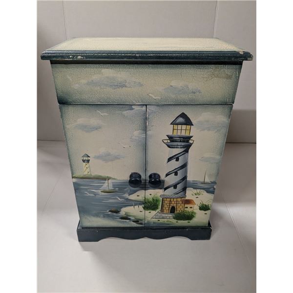 Painted 4 drawer jewellery box with jewellery