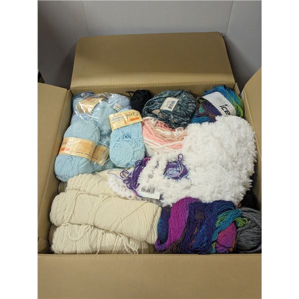 box of yarn, mixed colors and type