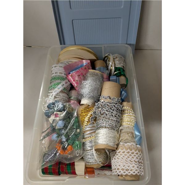bin full of ribbon/trim