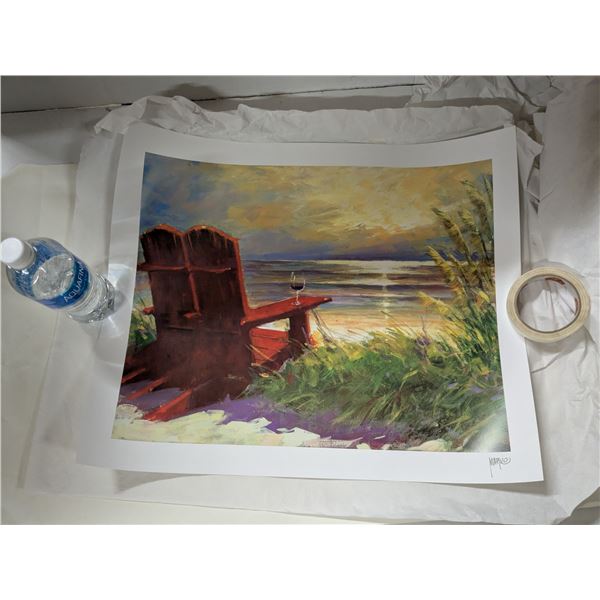 unframed print, beach painting
