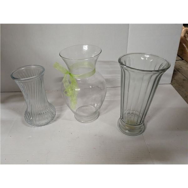 3 Lg Glass vases