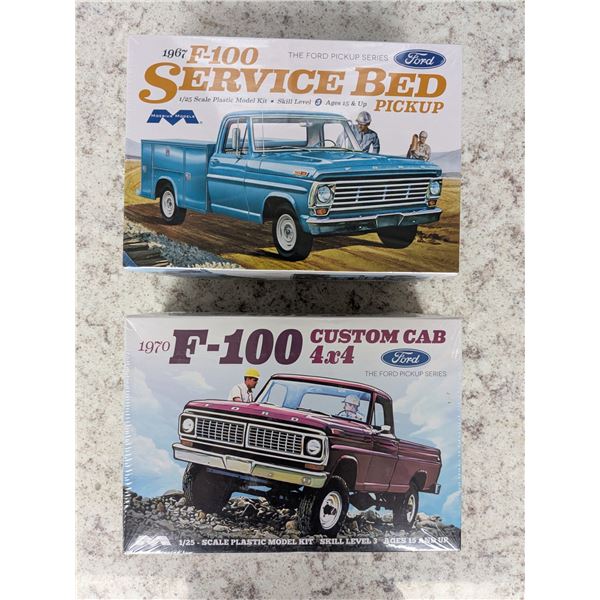 1967 f-100 service bed, 1970 f-100 custom cab, models,  1:25, sealed in box