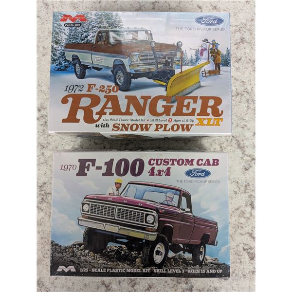 1970 F-100 custom cab  and 1972 f-250 ranger models- 1-25 scale-sealed in box