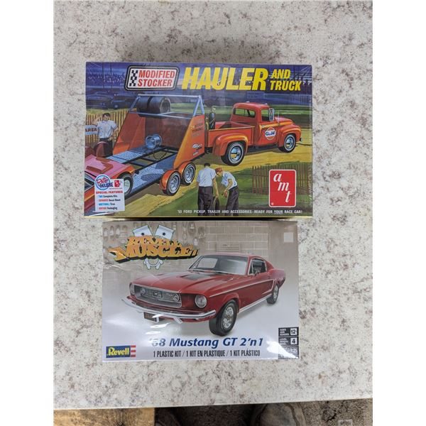 1968 mustang gt 2 in 1 and 1953 ford pick up with trailer- models- sealed in box