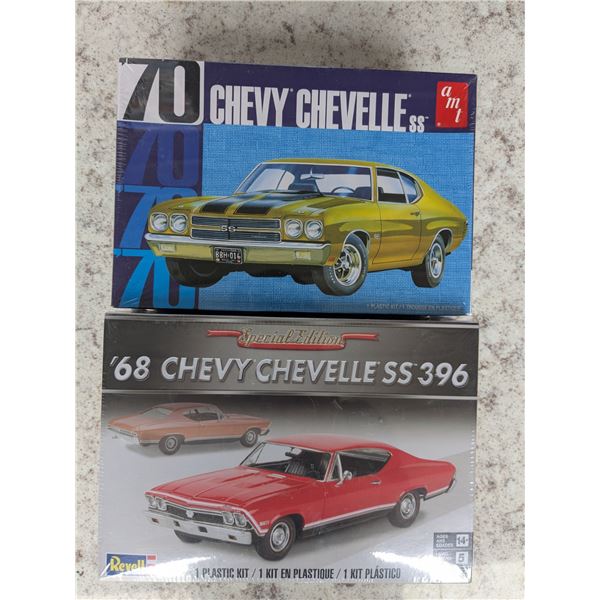 1968 cherelle ss 396 and 1970 chevelle ss model cars- 1-25 scale- sealed in box
