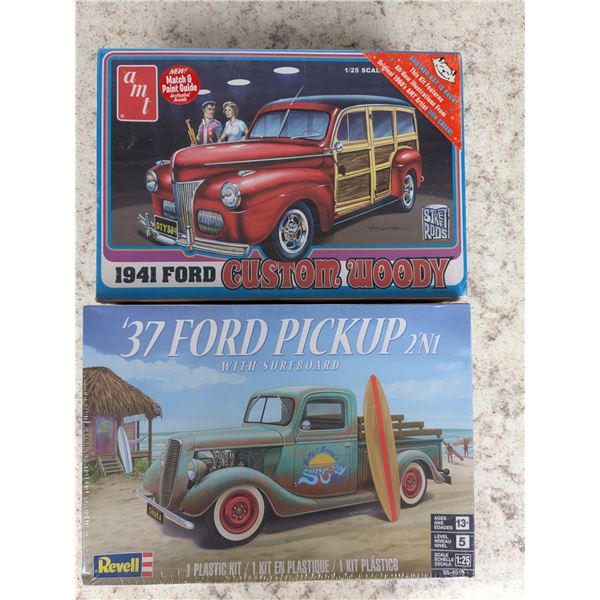 1941 ford custom woody and 1937 ford pickup models- 1-25 scale - new in box