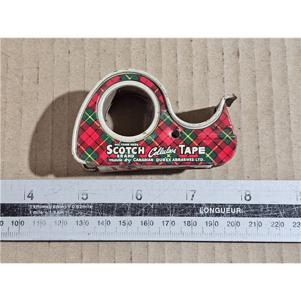 Vintage Metal Scotch Brand Cellulose Tape Dispenser w/ Plaid Tartan Design - Canada