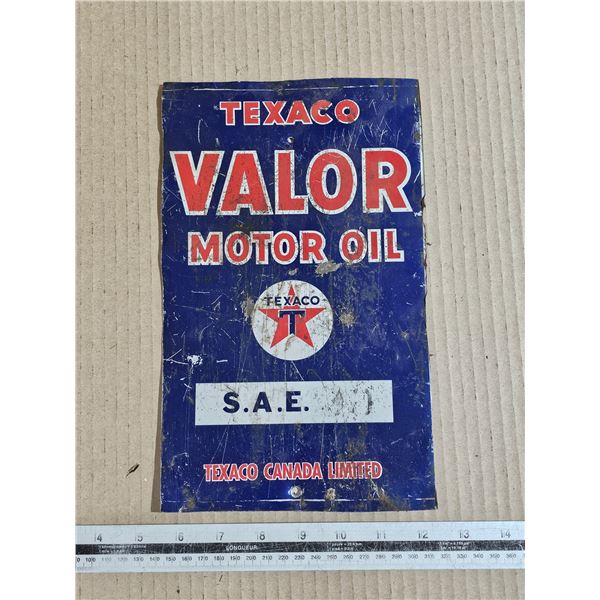 Metal Texaco Valor Motor Oil Advertising Item