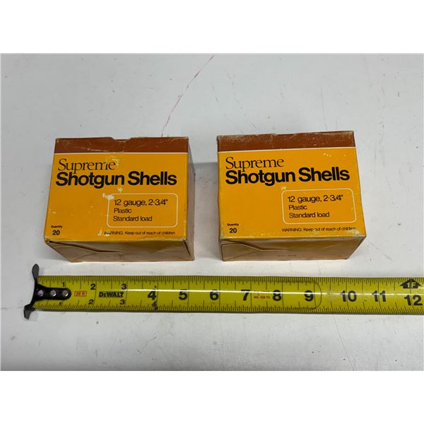 (2) Box of Supreme Shotgun Shells - 12 Guage, 2-3/4" Plastic Standard Load (35 In Total) "PAL REQUIR