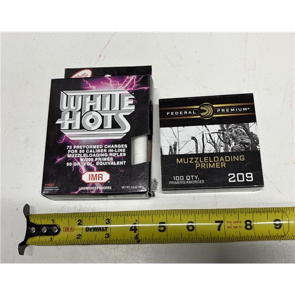 White Hots 72 Preformed Charges - 50 GR. VOL. Equivalent and Federal Premium - Muzzleloading Primer 