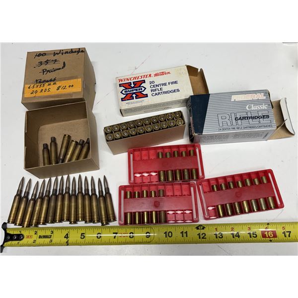 Super X 20 Center Fire Rifle Cartridges and 6.5 X 55mm. 20 RDS. "PAL REQUIRED"
