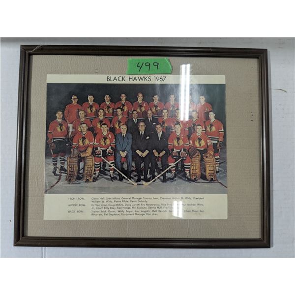 11x9 framed photo, 1967 blackhawks