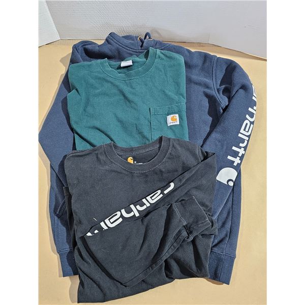 (1) Small Carhartt Hoodie, (2) Medium Carhartt Shirts