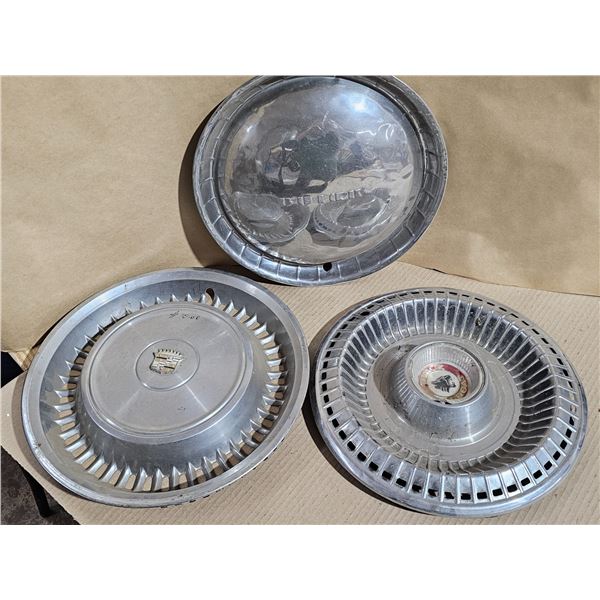 Lot of (3) Vintage Hubcaps - Buick, Cadillac, Mercury Cougar
