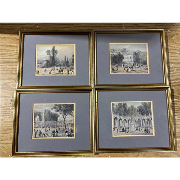 (4) picture frames with old scenic pictures