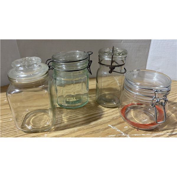 (4) Glass Jars.