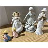 Image 1 : (2) large ceramic female statues, (2) small ceramic statues, (1) small doll on a stand