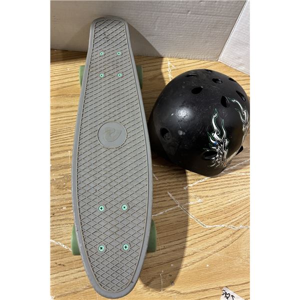 (1) helmet, (1) skateboard