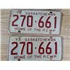 Image 3 : 3-1973 saskatchewan plates.  One pair