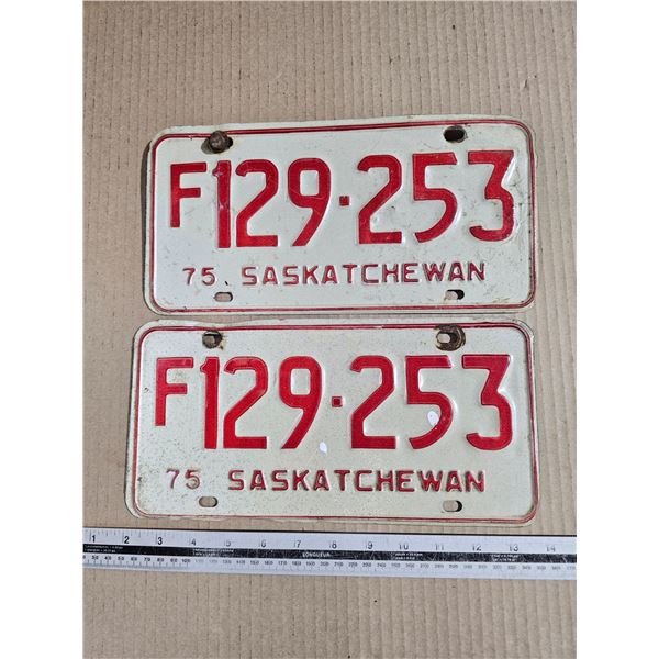 Pair 1975 Sask Farm Licence Plates