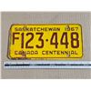 Image 1 : 1967 Canada Centennial Sask Farm License Plate