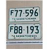 Image 1 : (2) 1974 Sask Farm Licence Plates