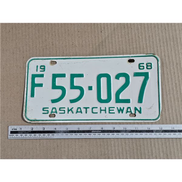 1968 Sask Farm Licence Plate