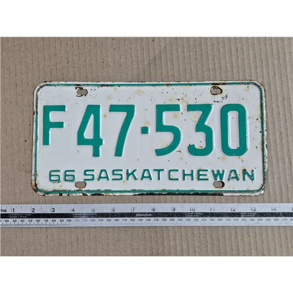 1966 Sask Farm Licence Plate