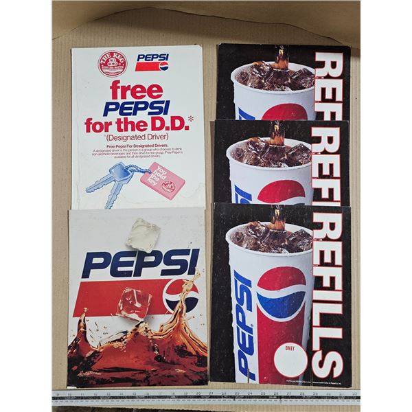 (5) Vintage Pepsi Cardboard Advertising Signs