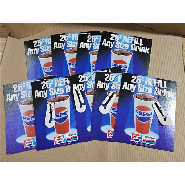 (9) Cardboard Pepsi Advertising Signs (some have hanger)