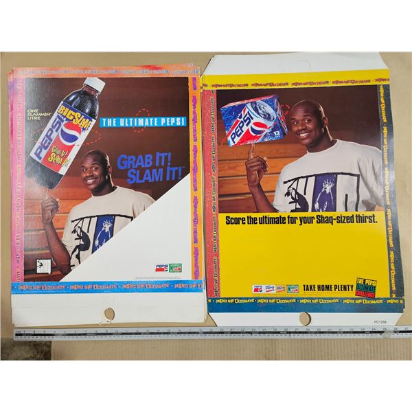 Lot of (11) Shaq Pepsi Promotional Signage - Some Double Sided – 18x23”