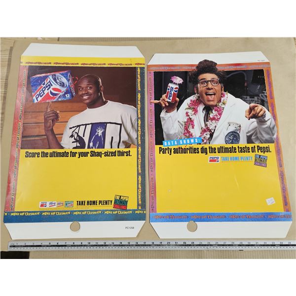 Lot of (10) Shaq & Michael Richards (Kramer-Seinfeld) Pepsi Promo Signage – 18x23”