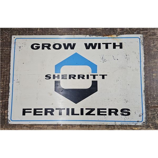 Vintage Sherritt Fertilizers Metal Sign – 24 x 26”