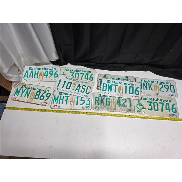 Lot of sask 1990's license plates