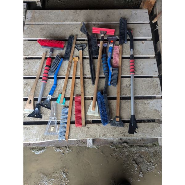 13 snow brushes and ice scrapers