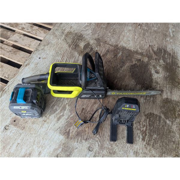 Yardworks 48V rechargeable chainsaw, 14" bar