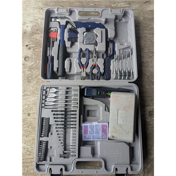 Hand tool set in plastic carry case