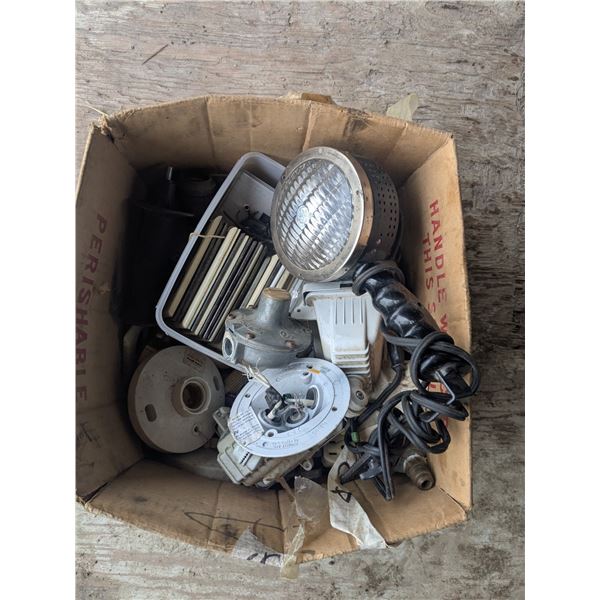 Box of mixed used and vintage electrical parts