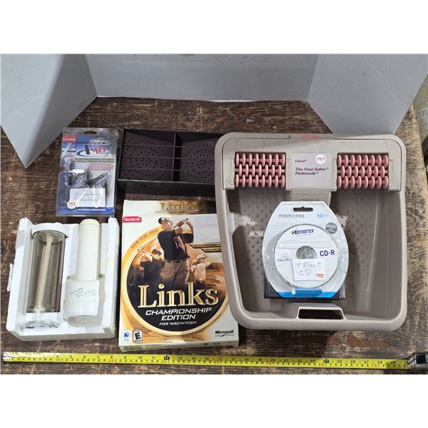 Lot of misc items- Blank cd's, camping toaster