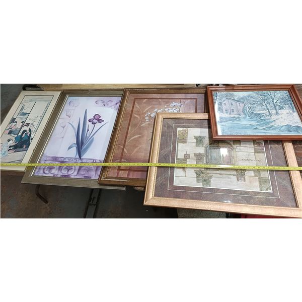 5 pictures in frames - 3x 31.5"x25.5", 1x 22.5"x18.5", 1x 29"x14.5"