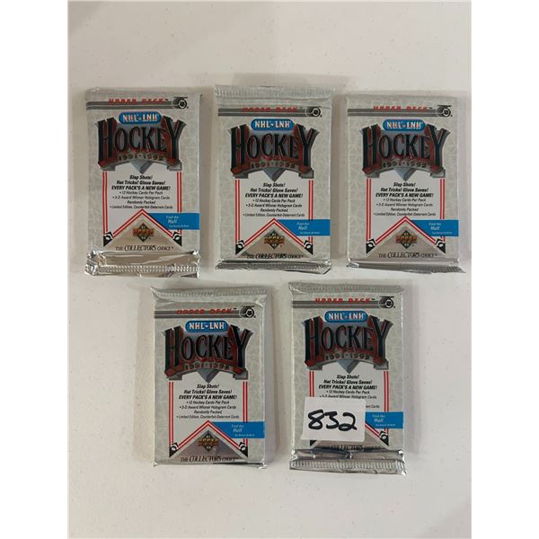 1991-92 Upper Deck Hockey Cards (5 Unopened Packs)