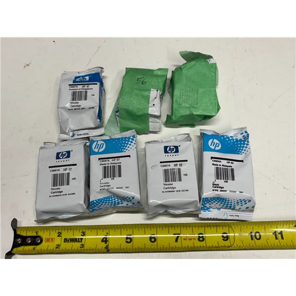 Lot of HP Ink Cartridges. (It includes (3) #56 Black and (4) #57 Colour)