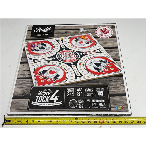 Rustik brand "Super Tock 4" strategy board game designed for 2 to 4 players.