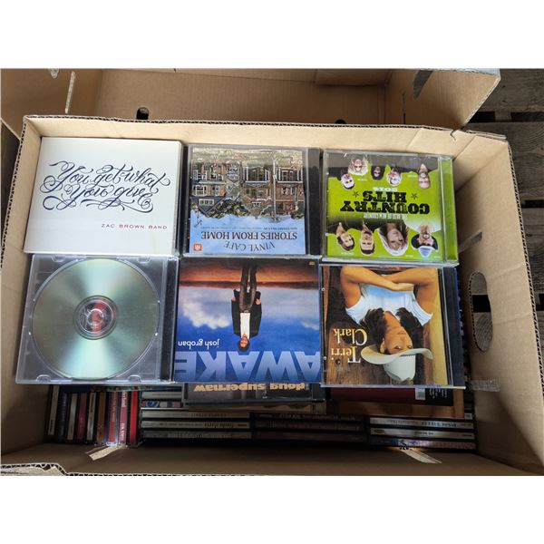 box of music CDs.