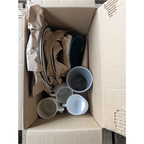 box of dishes with light