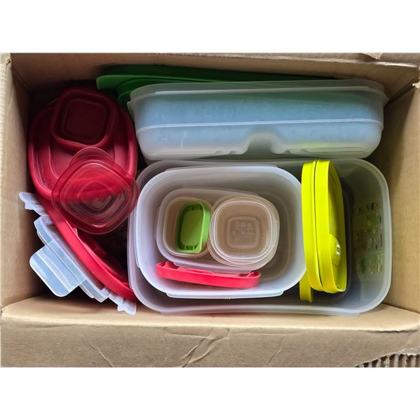 Box of vintage tupperware