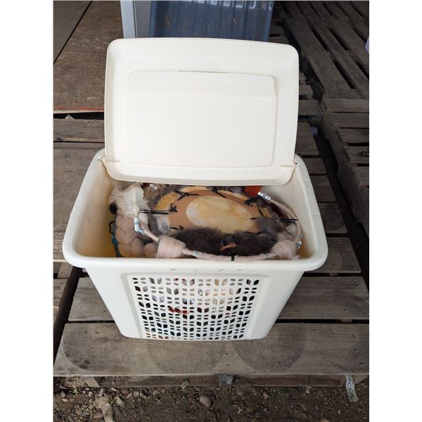 Short 18" hamper with décor and size 10W shoes