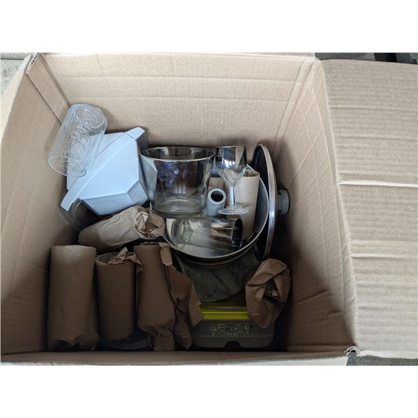 box of kitchenware